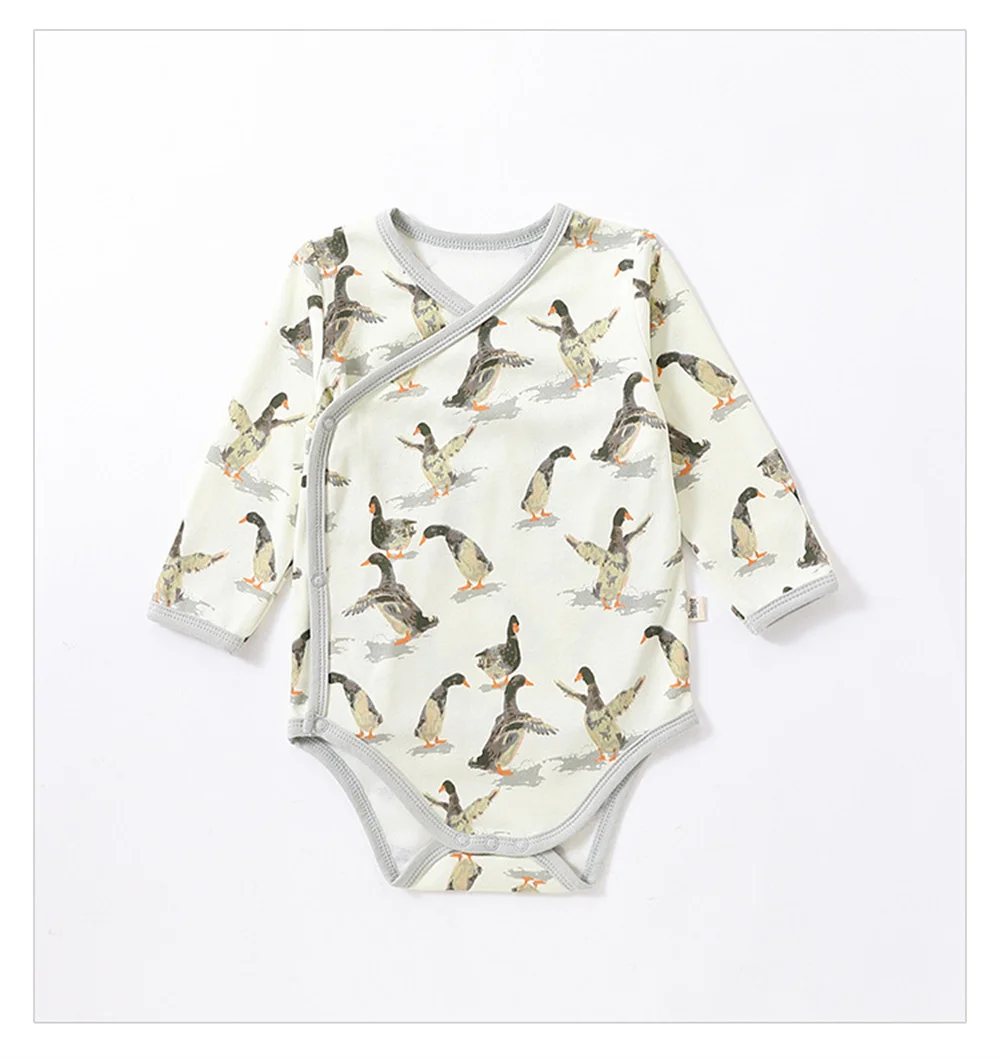 Newborn Clothes Baby Autumn Animal Print Cotton Onesie Long Sleeve Triangle Crawl Clothes Baby Boys Girls Romper