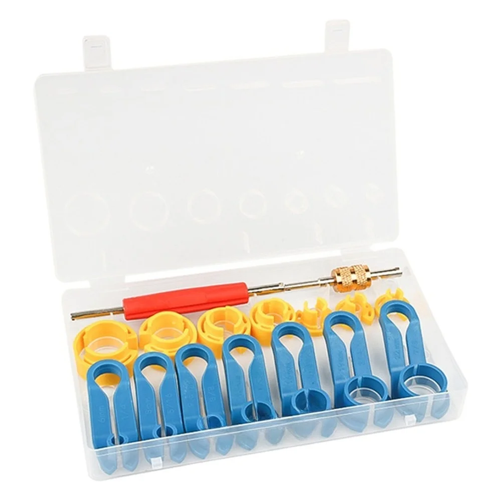 Automotive Quick Connector Disconnect Tool Set 16 Pieces for AC Cooling Agent and Fuel Lines with Easy Disconnection Design
