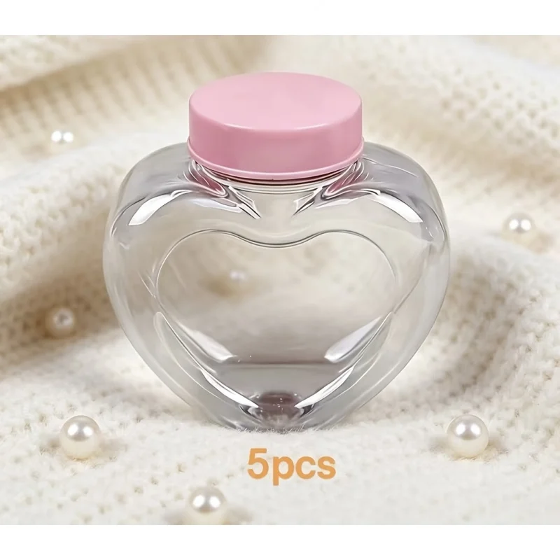 10pc Pink Cap Heart-shaped Bottles , 2.71oz ,Handmade Plastic Bottle Material Accessories Storage and Sorting Collection Bottles