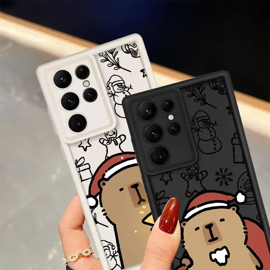 حافظة لهاتف سامسونج جالاكسي A26 A22 A23 A16 A36 A34 A12 A56 A33 A32 A24 A13 غلاف ناعم لطيف عيد الميلاد كابيبارا #4