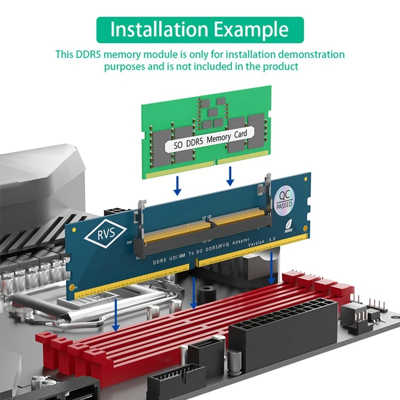 NEW-Laptop DDR5 RAM To SO DDR5 U-DIMM Desktop Adapter Card, Memory Tester SO DDR5 To DDR5 U-DIMM Converter