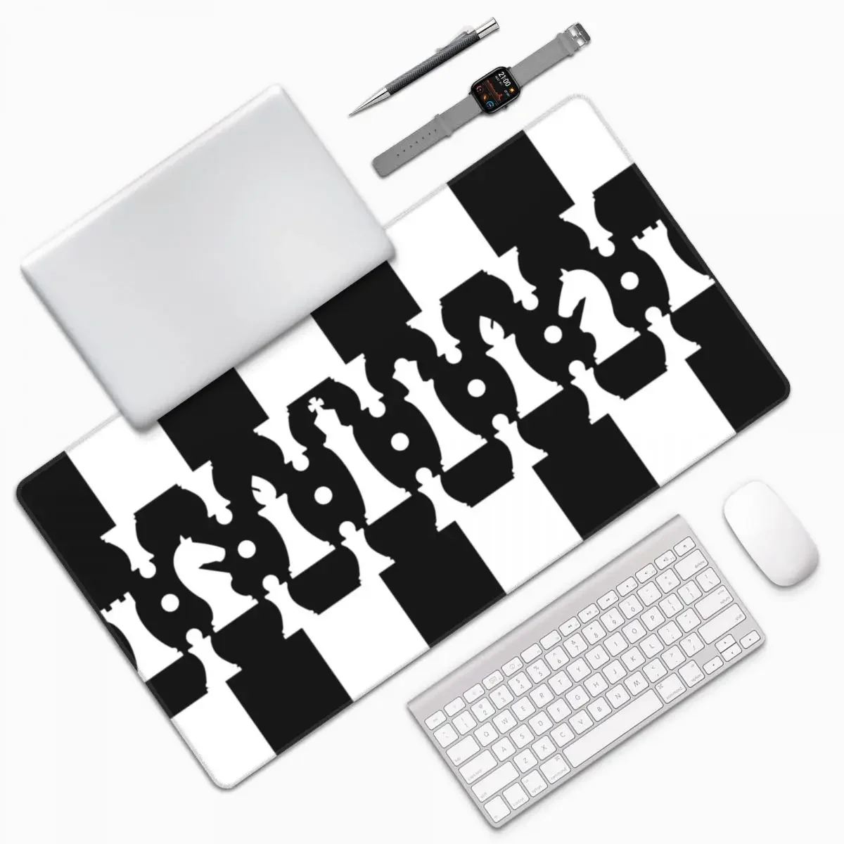 Chess Pieces On Board Chessboard Large Mouse Pad Computer Keyboard Mouse Mat Gaming PC Laptop Desk Mat Office Accessories Table