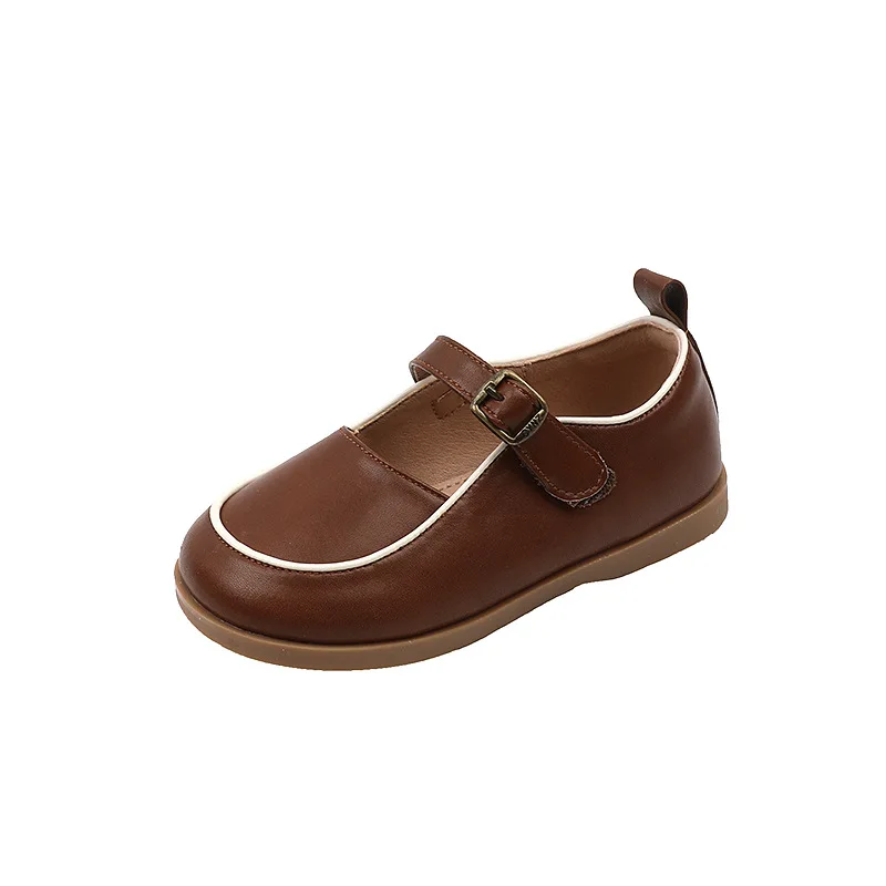 Zapatos de cuero para niñas, zapatos coreanos de suela suave, pequeños, pequeños y medianos, zapatos de princesa ligeros para niños