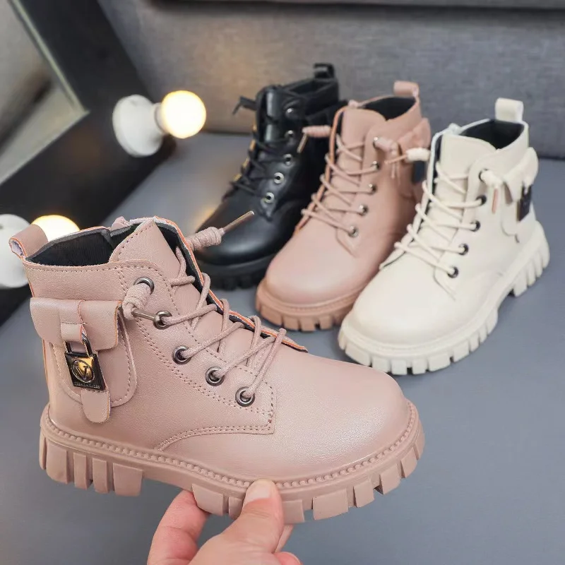 

K90203 Kids Boys Girls Fashion leather Boots Shoes Euro size 26-35