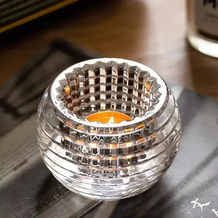 Multifunctional Crystal Glass Candle Holder 500g Advanced Sense Brush Bucket Light Luxury Pen Holder Home Decor Incense Burner