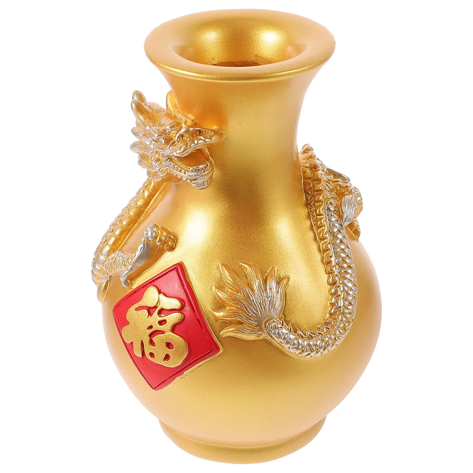 

Golden Dragon Flower Vase Resin Dried Ornaments Home Decor Craft Office Table Piece Floral Arrangement Container Vase