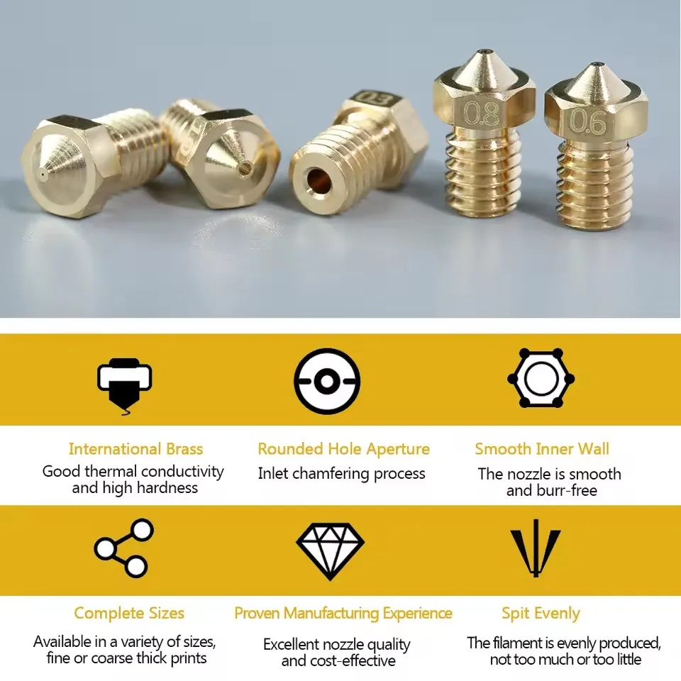 10 قطعة مجموعة فوهات V6 لـ E3D V5 V6 Hotend ، V6 فوهة 0.2/0.3/0.4/0.6 مللي متر للطابعة ANYCUBIC I3 Mega A8 Prusa I3 MK3/MK3S ثلاثية الأبعاد #4