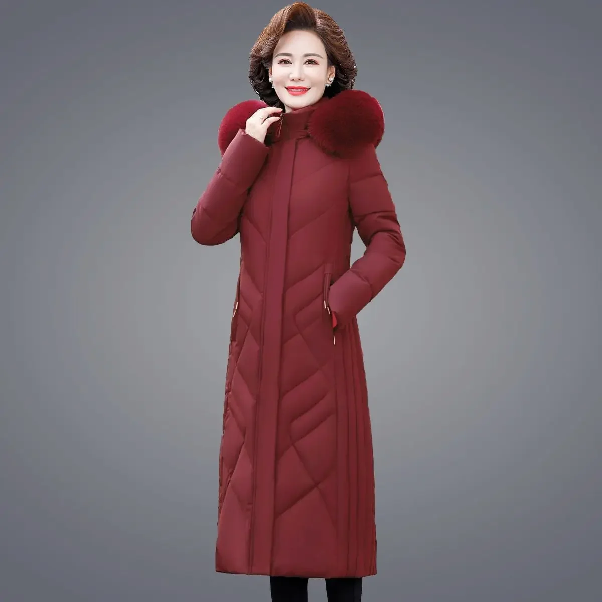 Orwindny New Collection Winter Jacket Clothes Mid Aged And Elderly Parka Cotton-Padded Coat Snow Wear XL-6XL SolidThickened Coat