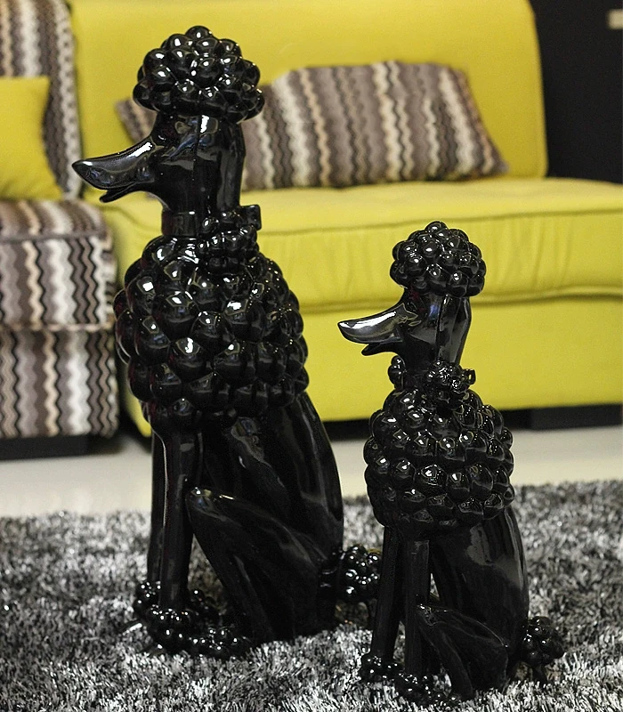 Pudel-Hunde-Skulptur, Tier-Hundestatuen, nordische Raumdekoration, kreative Kunstwerke, Ornamente, Heimhandwerk, Bodendekoration, individuell – Detail 7