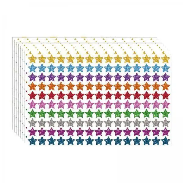 Self Adhesive Star Stickers Multicolor Glitter Small Labels for Kids Reward Charts Students Teachers Supplies