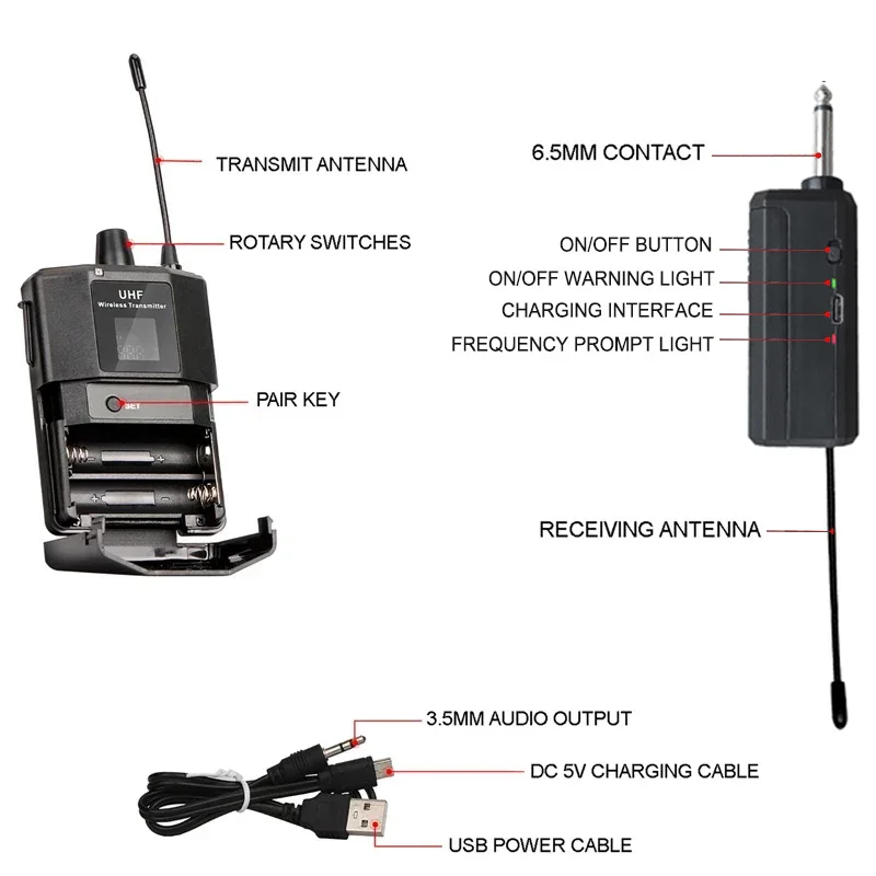 UHF Wireless Headset Mikrofon mit Sender Empfänger LED Digital anzeige Bodypack Sender für den Unterricht Live-Leistung