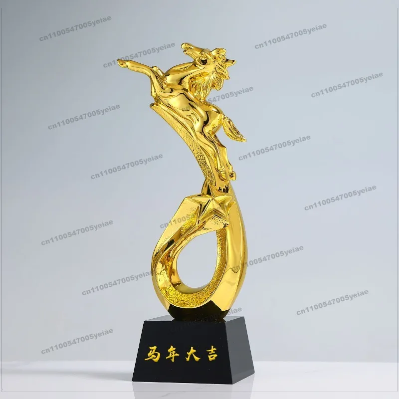 For The Year of The Horse Crystal Trophy Making Metal Equestrian Champion Team Excellent Employee Medal