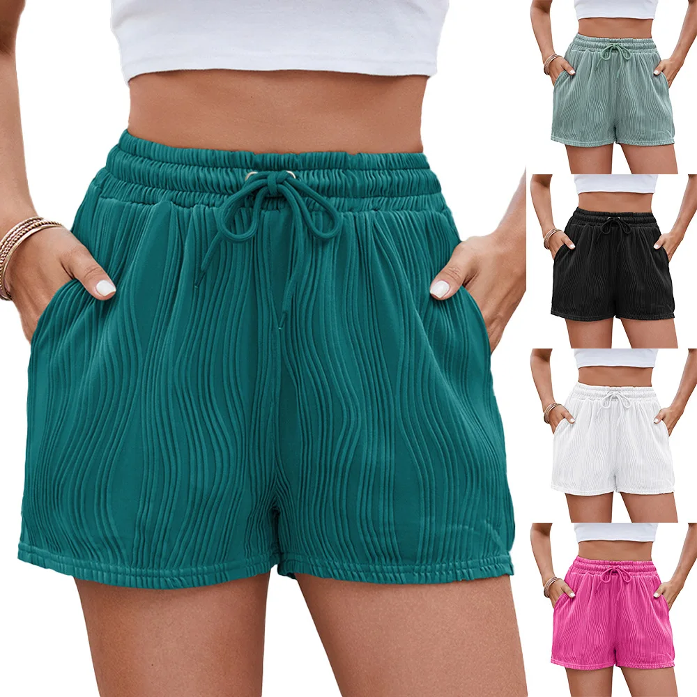 

Women Sports Shorts Casual Summer Drawstring Comfy Elastic High Waist Drawstring Running Short Pants with Pockets Streetwear