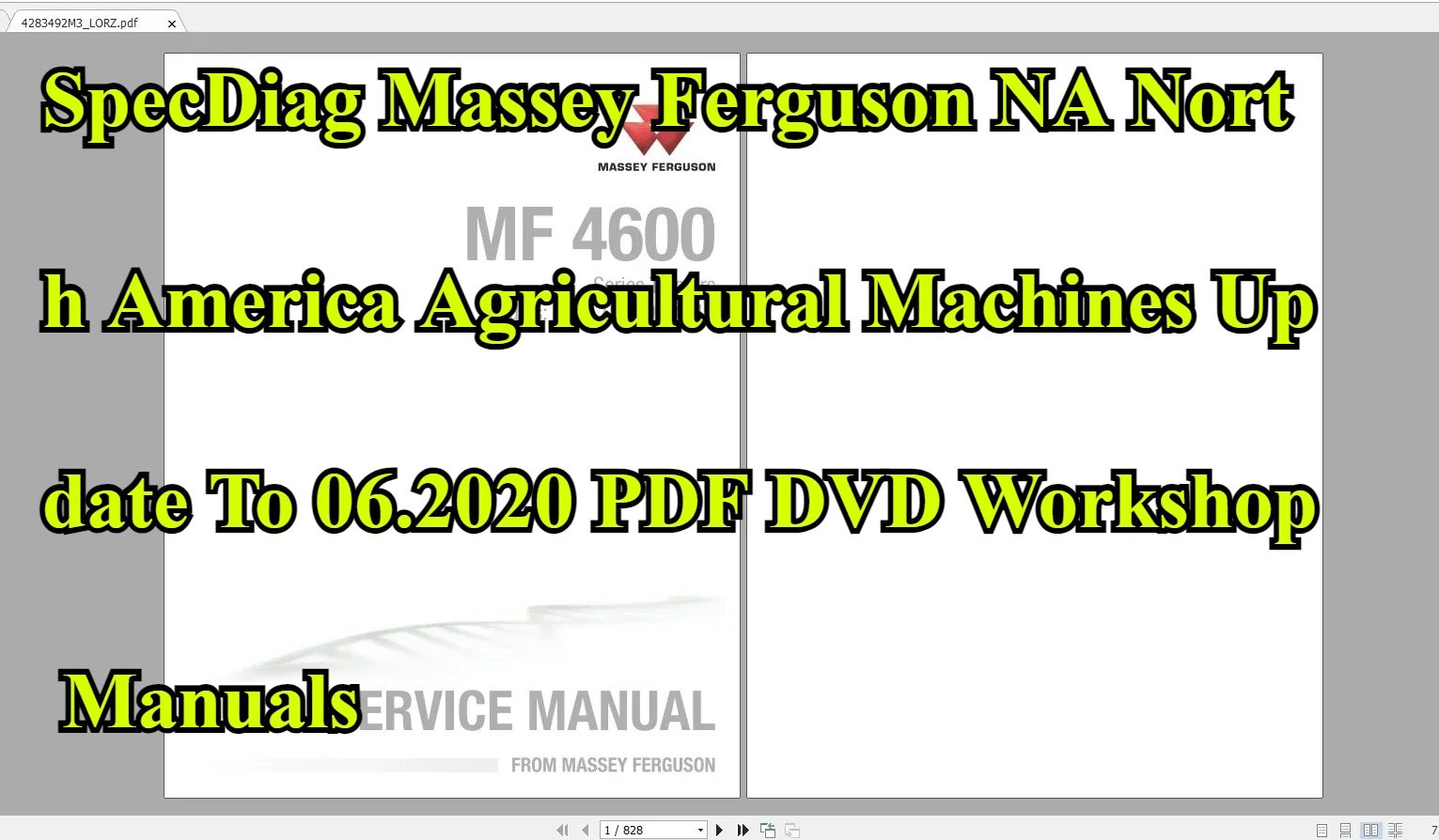 

Оновление сельскохозяйственных машин SpecDiag Massey Ferguson NA North America 2020 года по руководству в мастерской PDF-DVD-майстере