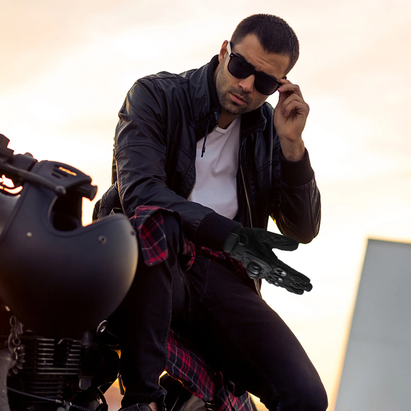 

1Pair Man Woman Riding Gloves Full Finger Scientific Design Durable Texture Cycling Black Motorcycle Riding Gloves