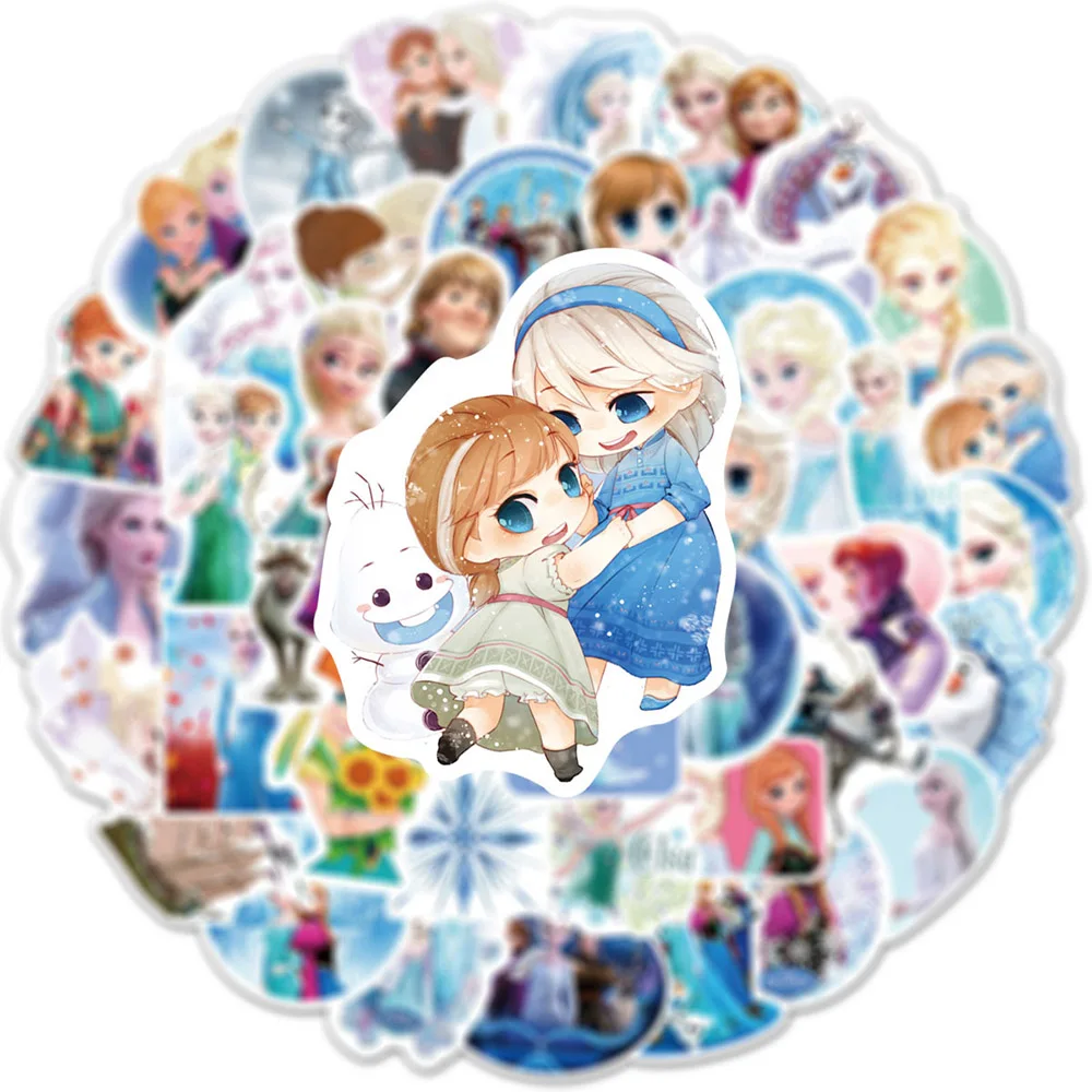 10/30/50/100pcs Disney Anime Frozen Cartoon Stickers Elsa Princess Decal Laptop Skateboard Luggage Waterproof Sticker Kids Toy