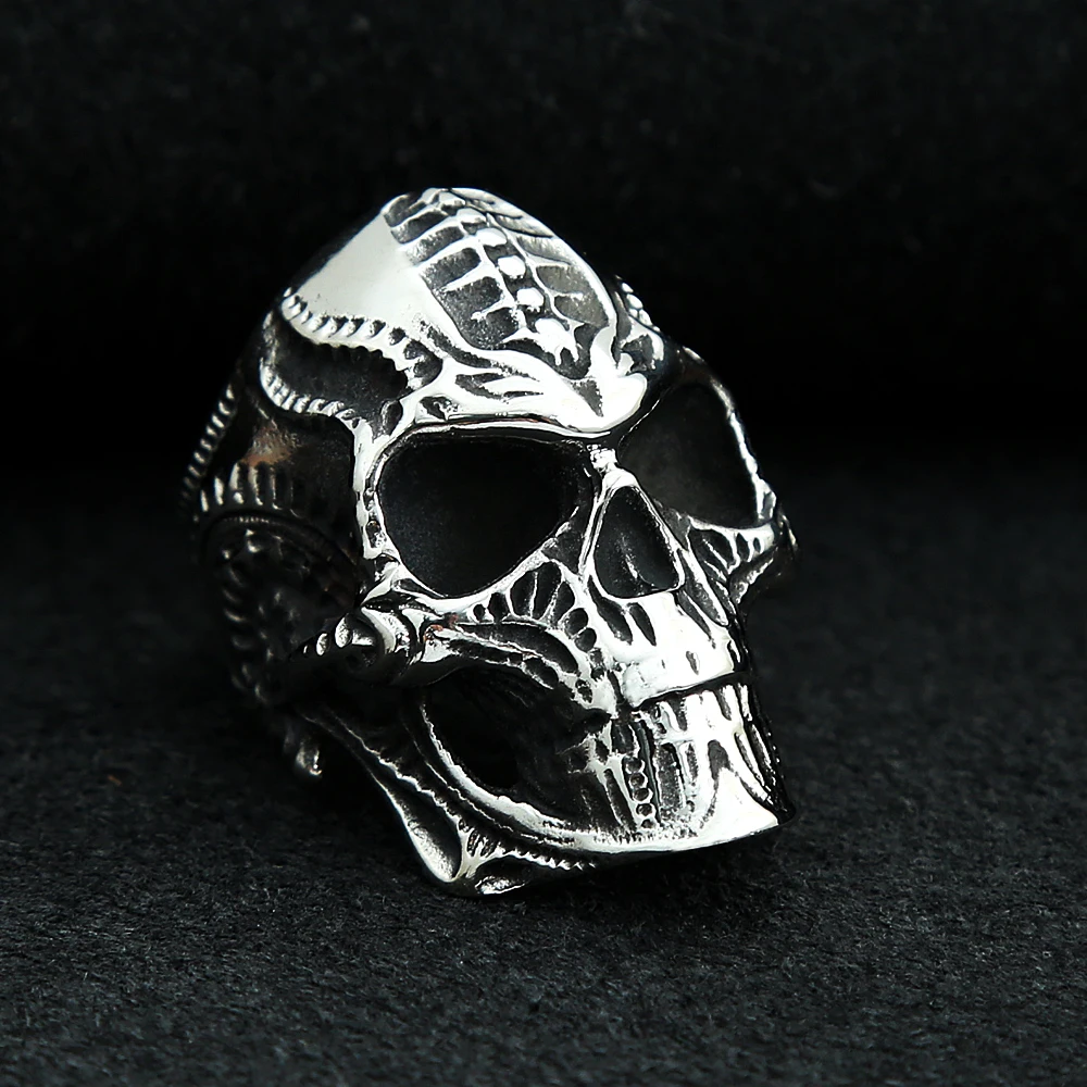 

Vintage Mens Skull Ring Gothic 316L Stainless Steel Biker Rings for Men Women Fashion Punk Motorcycle Band jewellery Droshipping