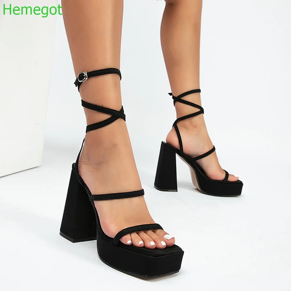 Platform Cross Tied Sandals Open Hick Heel 2024 Summer New Sexy Banquet Roman Sandals 11Cm High Heel Fashion Women Shoes