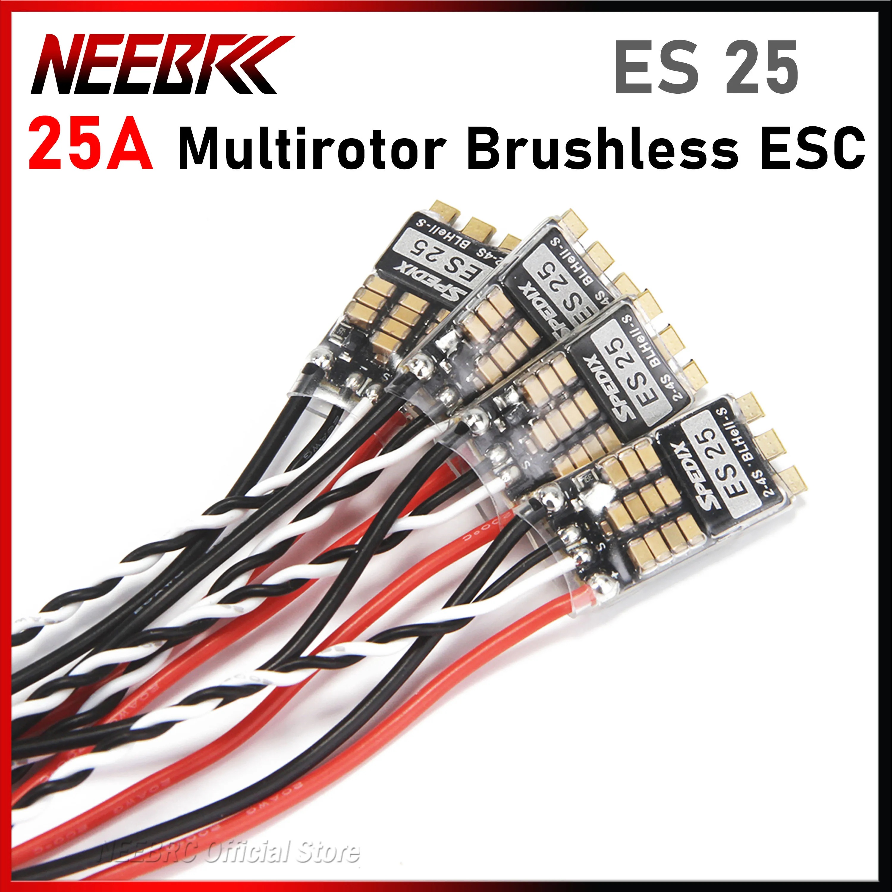 

NEEBRC ES25 25A Multirotor Brushless ESC Blheli_S 2-4S for RC FPV Racing Drone Airplane 2306 Motor Heewing F01 SPEDIX Toy Part