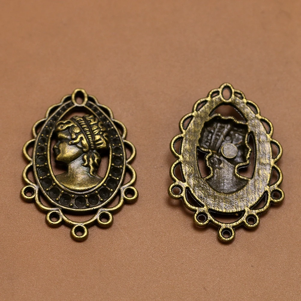 

10pcs Alloy Vintage Beauty Head Pendants Diy Charm Set Jewelry Making Accessories Necklace Keychain Decorative Bronze