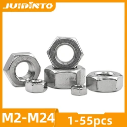 JUIDINTO 1-55pcs Metric Hex Nuts M2 M2.5 M3 M4 M5 M6 M8 Stainless Steel Carbon Steel Hexagon Nuts for Screw Bolt DIN934