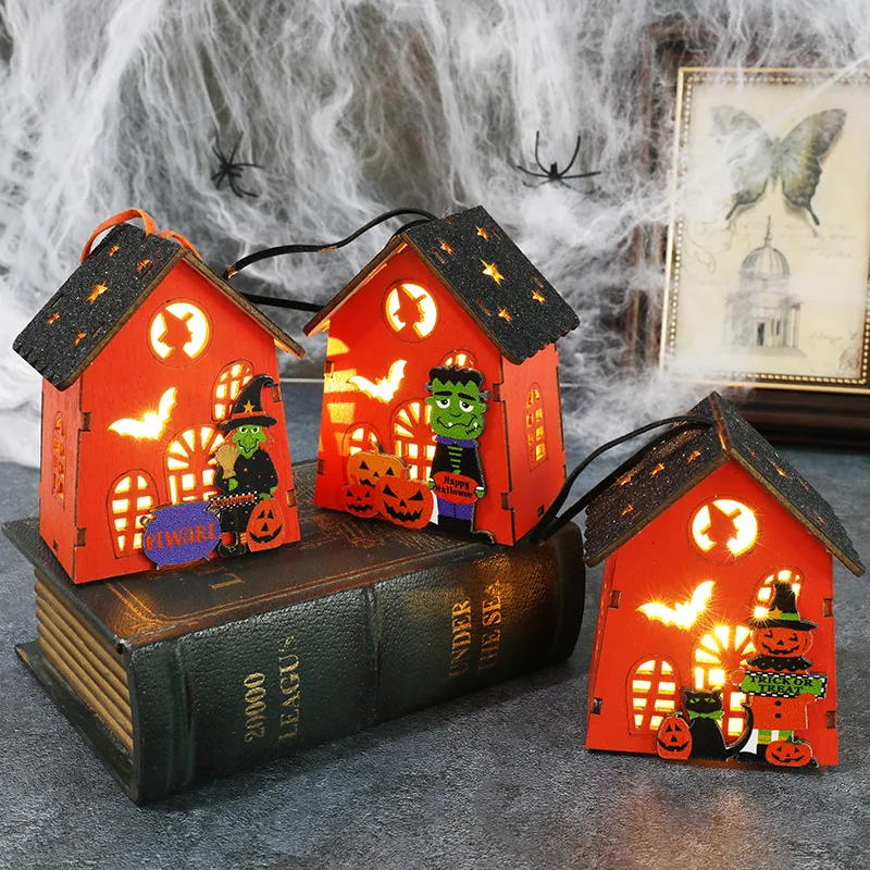 Cute Halloween Decoration Cabin Hanging Fun Holiday Props Small Lights Halloween Party Home Decoration Scene Setting Small Gift