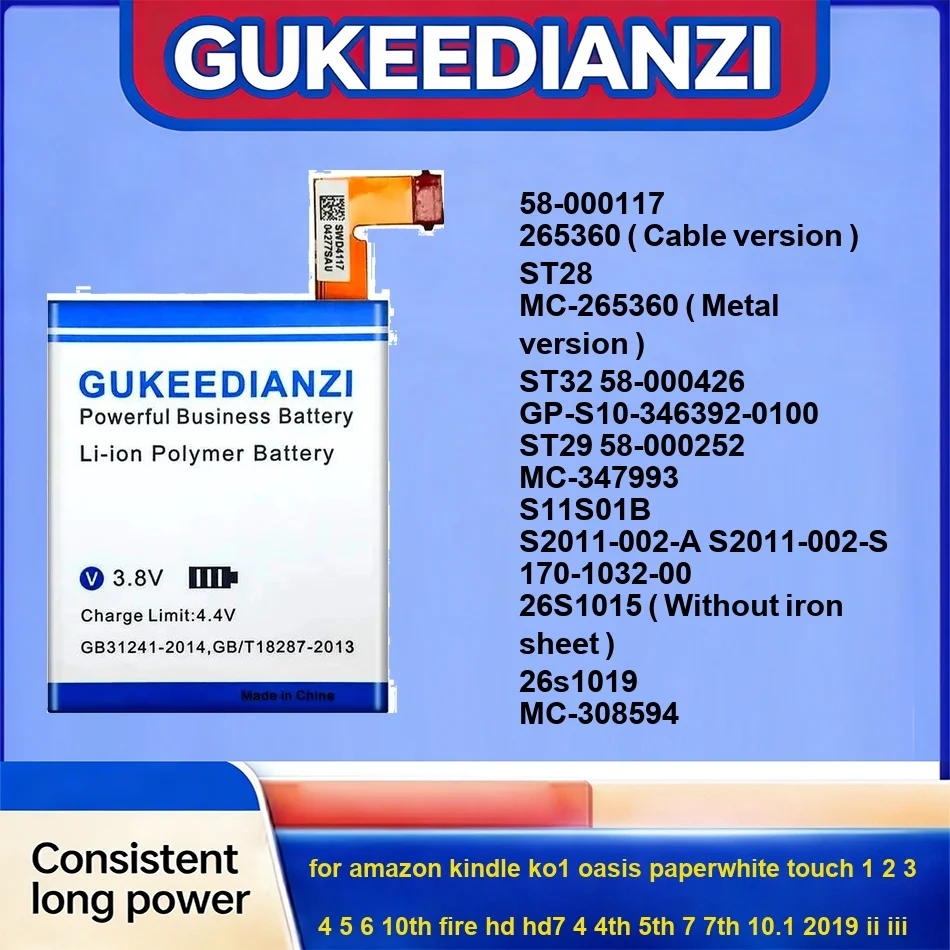 

Battery ST28 26s1019 For Amazon Kindle KO1 Oasis Paperwhite Touch 1 2 3 4 5 6 10TH Fire HD HD7 4 4TH 5TH 7 7TH 10.1 2019 II Iii
