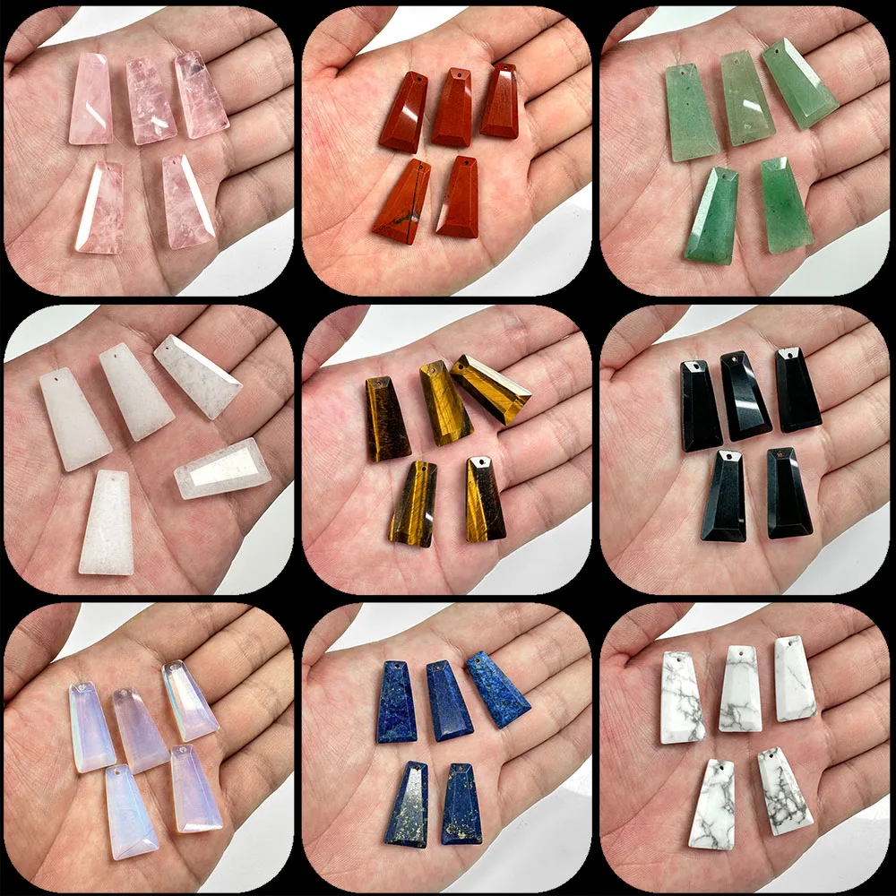 5pcs 25x13x8MM Trapezoid Natural Stone Pendant Charm Quality Accessories For Making Necklace Earring Jewelry Wholesale