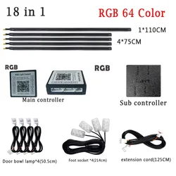 18 in 1 Atmosphere Lamp Parts RGB 64 Color Main/Sub Controller 75CM 110CM Light Strip Storage Lamp Foot Door Lamp Extension Cord