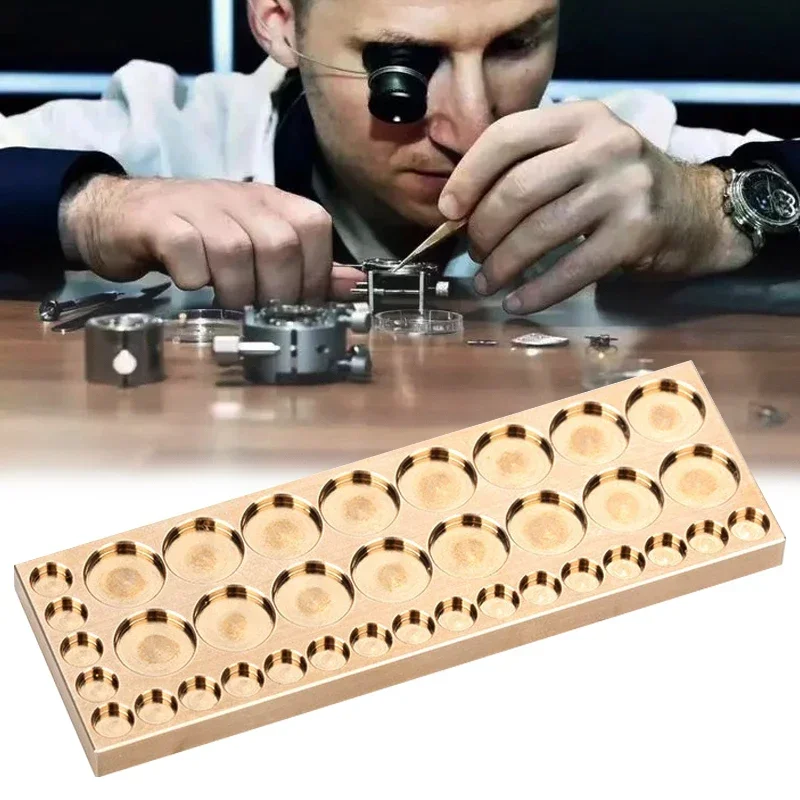 36-Fächer Aufbewahrungsbox aus Reinkupfer für Uhrenzubehör, Multifunktionale Sortierplatte für Kleinteile zur Uhrenreparatur