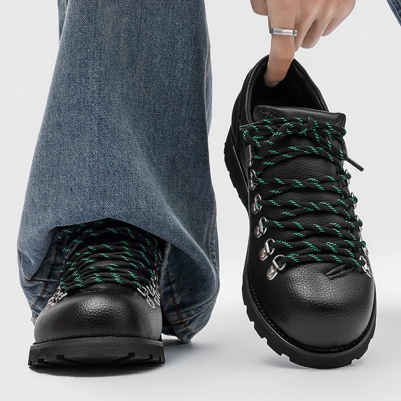 

2026 Мужские туфли из спилка, повседневные дизайнерские противоскользящие удобные рабочие оксфорды на плоской подошве, модные уличные походные туфли