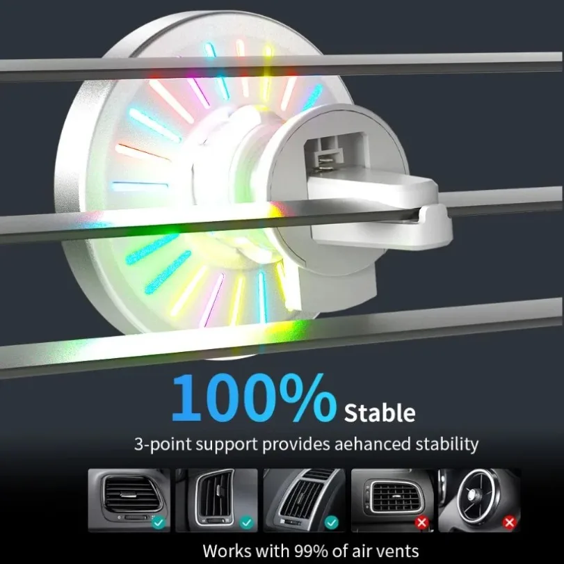 RGB Light Car Magnetic Wireless Charger Phone Holder Air Vent Stand… — view 5