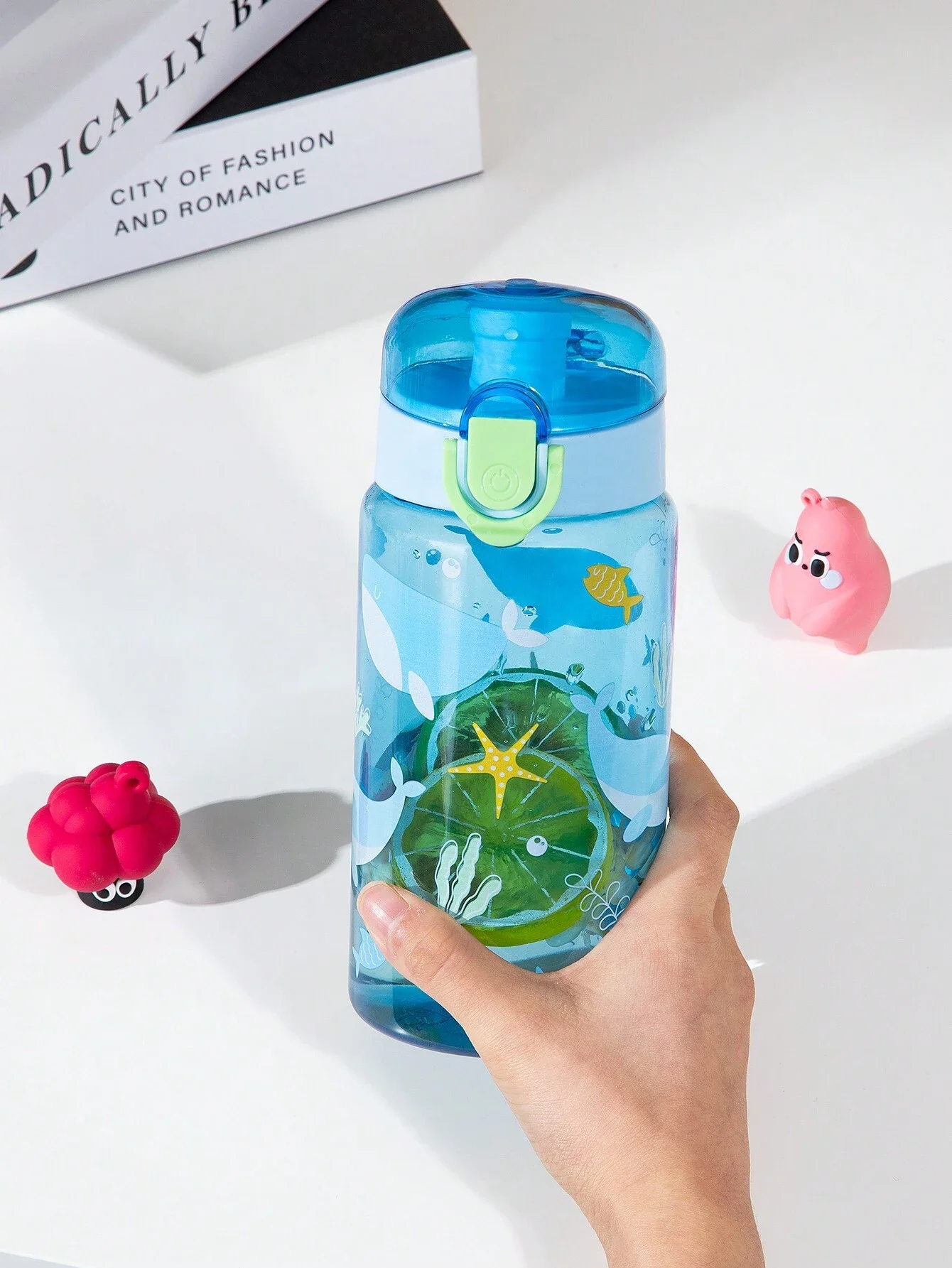 1pc 550ml Cartoon Animal Water Bottle Portable Safety Lock Cute Water Cup Kids Leak-proof Drinking Jug For Outdoor Camping Trave - Detail 1