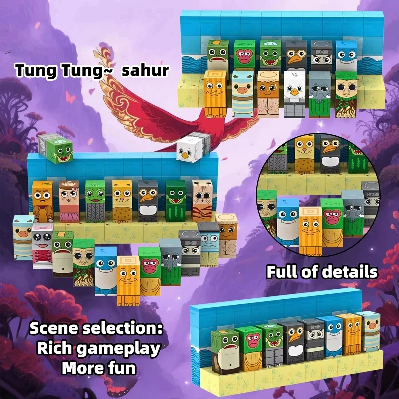 Tung Sahur Magnetische Bausteine, Kinderspielzeug-Baukasten, DIY-Montage-Bausteine, Desktop-Konstruktionsspielzeug – Detail 8