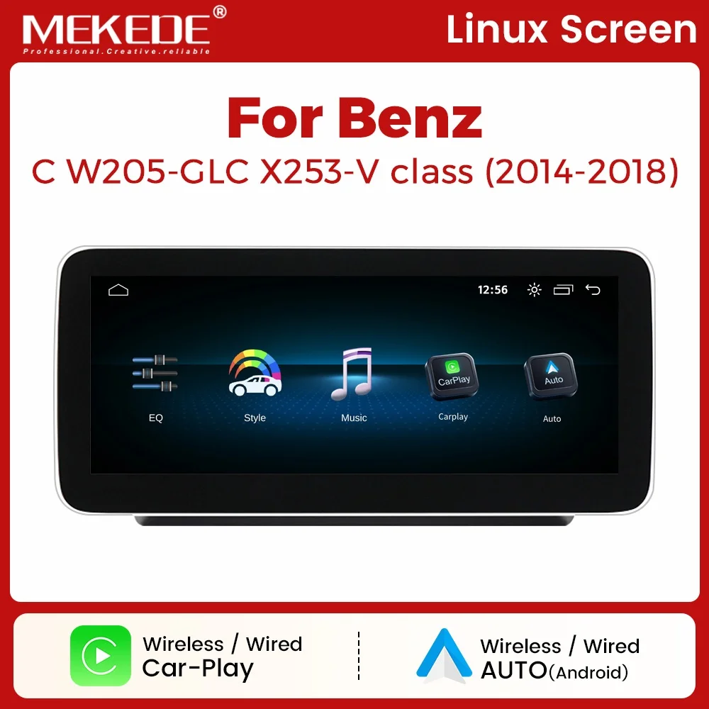 MEKEDE Schermo Touch da 12,3 Pollici con Linux, CarPlay Wireless e Android Auto per Mercedes Benz Classe C, GLC, W205, S205, X253, W447 Sistema NTG5.0