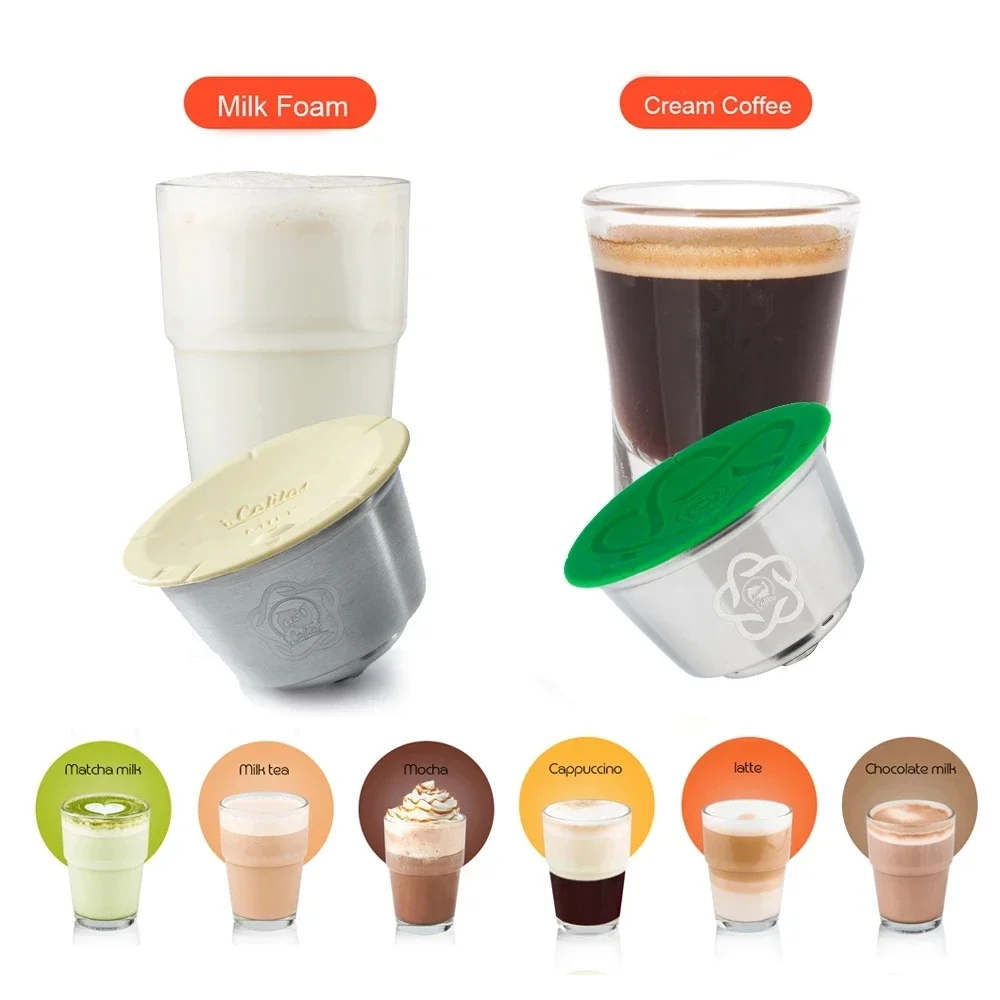 icafilas For Nescafe Dolce Gusto Reusable Coffee Capsule Plastic & Stainless Steel Coffee & Milk Filter for Piccolo & GENIO S