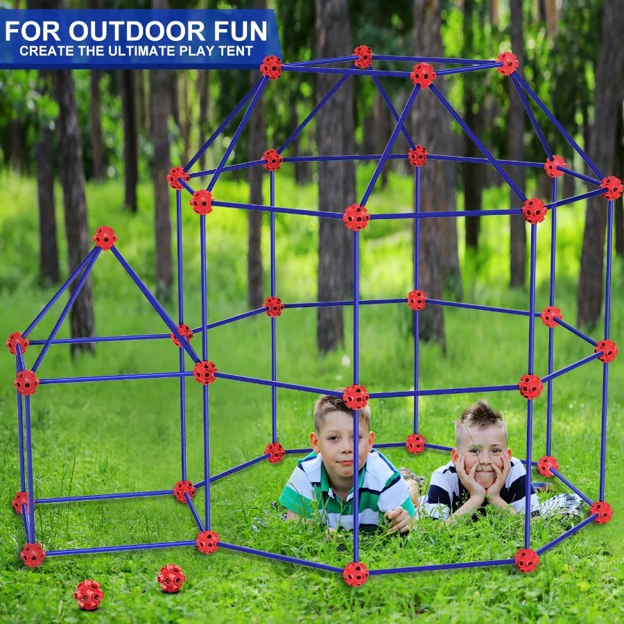 V-Opitos 180 Pack Kits de construction de fous pour l'âge 4 5 6 7 8 + ans jouets de construction créatifs pour bricolage châteaux Tunnels tente de jeu