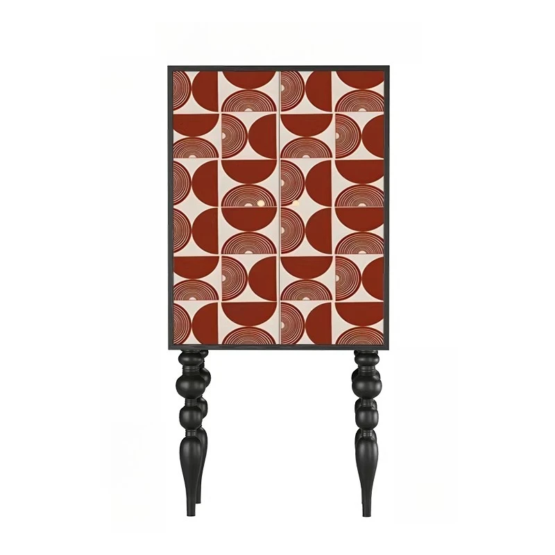 French antique geometric abstract tall cabinets, porch cabinets, living room lockers, vertical cabinets, multi-functional storag