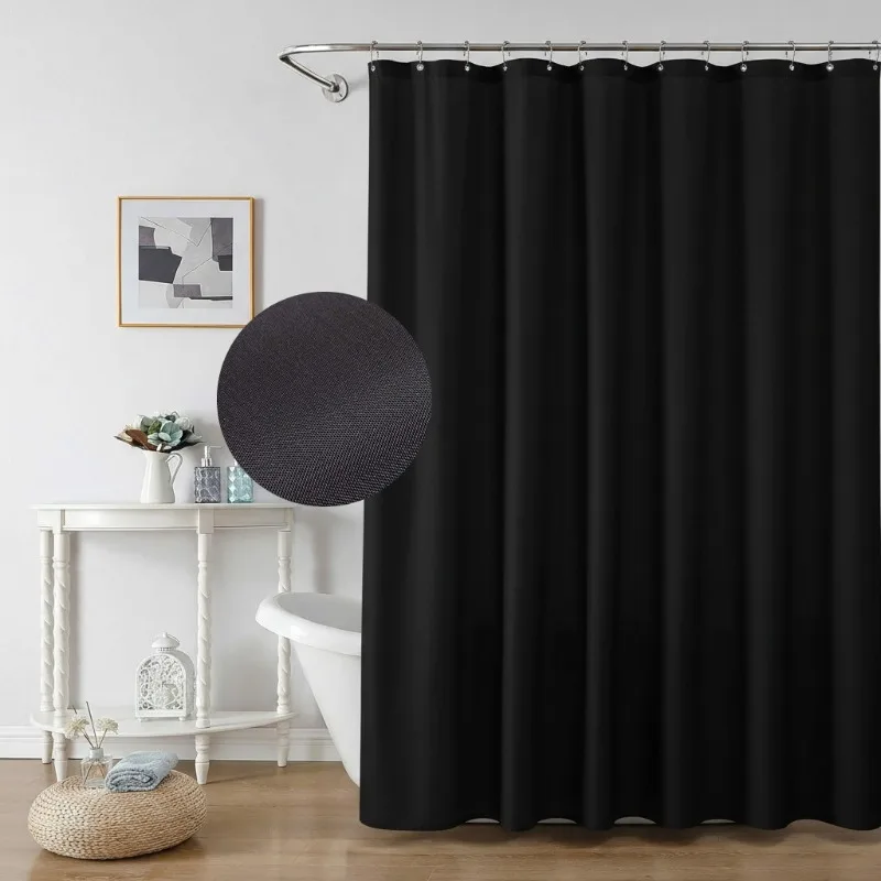 Solid color shower curtain, heavy-duty waterproof bathroom privacy curtain, with plastic ring and stainless steel round buckle