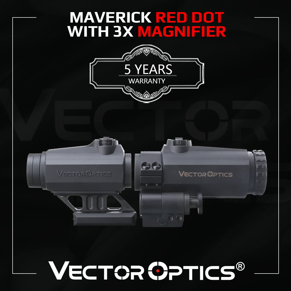 Vector Optics Maverick Series Mira de Punto Rojo y Mira Magnificadora de Rifle 3x22 Combo Con Montura QD Para Caza Competición AR 15