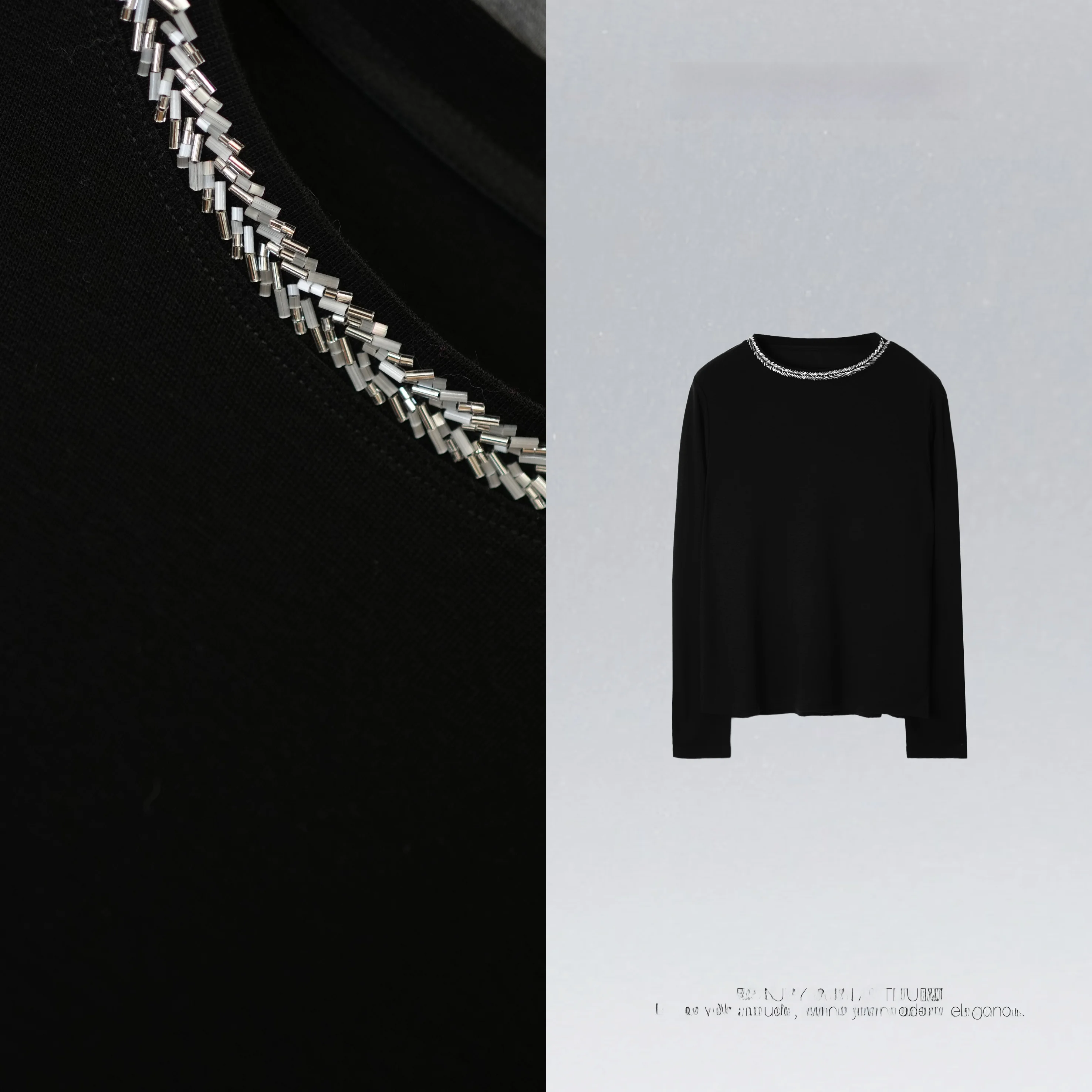 

mat Pure Color Lazy T-irt Base Layer Heavy Du Rhinestone Collar Women's Long Sve Rigid Fit Spring Faion Top