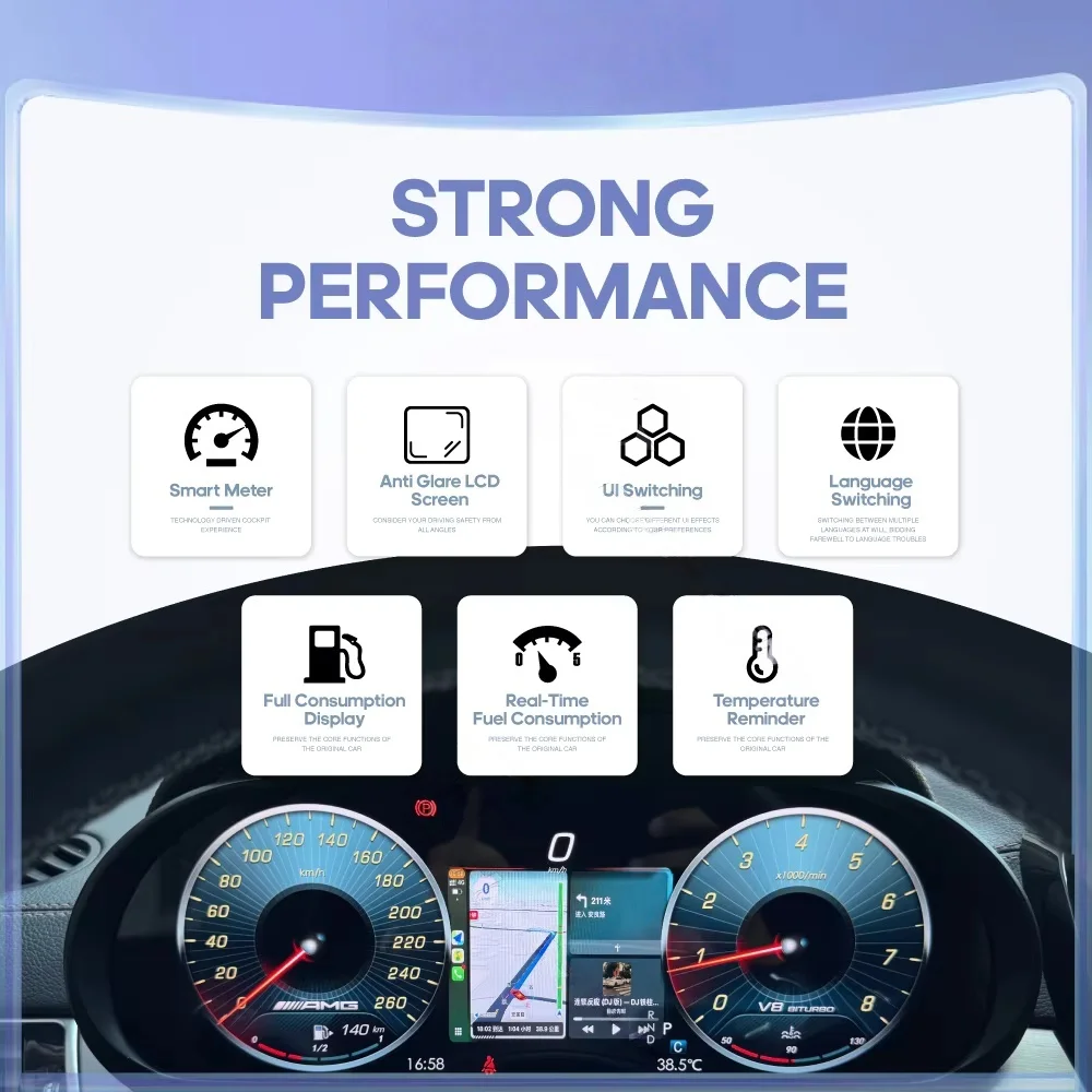 

12.3 LCD Digital Dashboard Virtual Cockpit Cluster For Benz ML GL GLE GLS W166 X166 2012-2019 Instrument Speedometer Panel