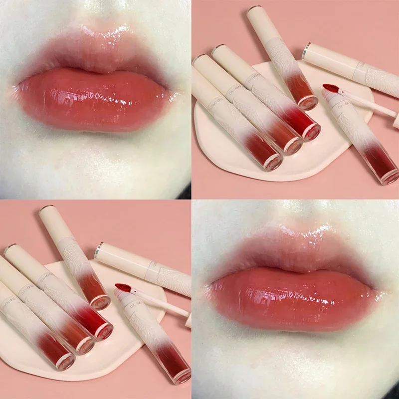 Mirror Glass Lipstick Cosmetic Matte Velvet Lip Gloss Waterproof Lip Stick Longlasting Women Sexy Red Moisturizing Lip Makeup