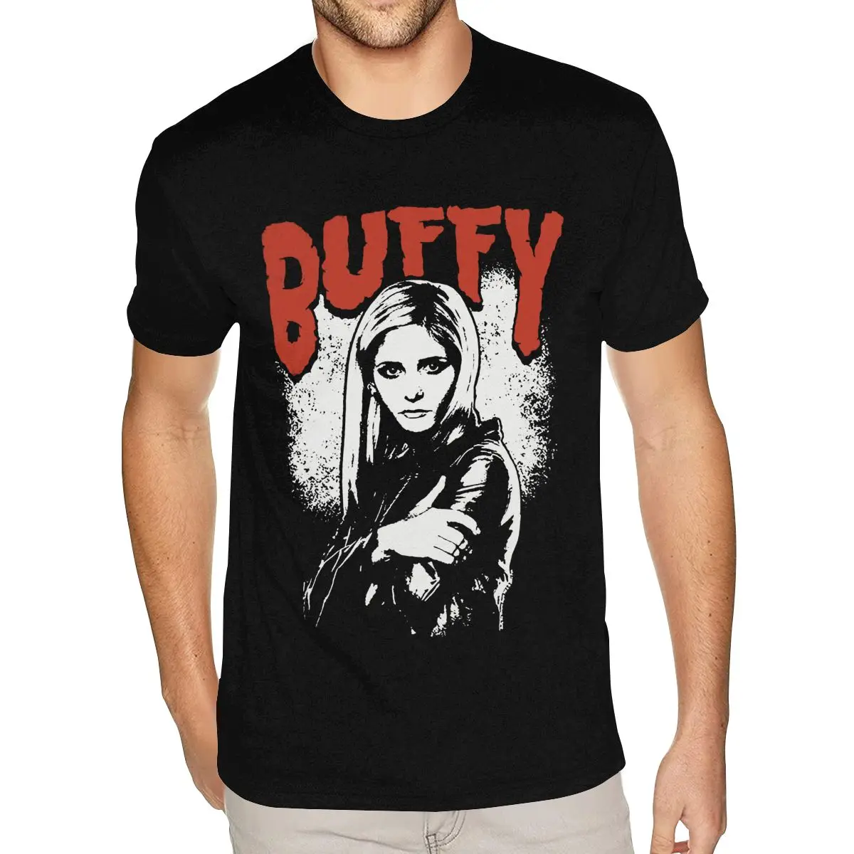 

Футболки с рисунком «ТВ Баффи — истребительница вампиров» на заказ, мужские черные рубашки с короткими рукавами на день Святого Валентина 4XL