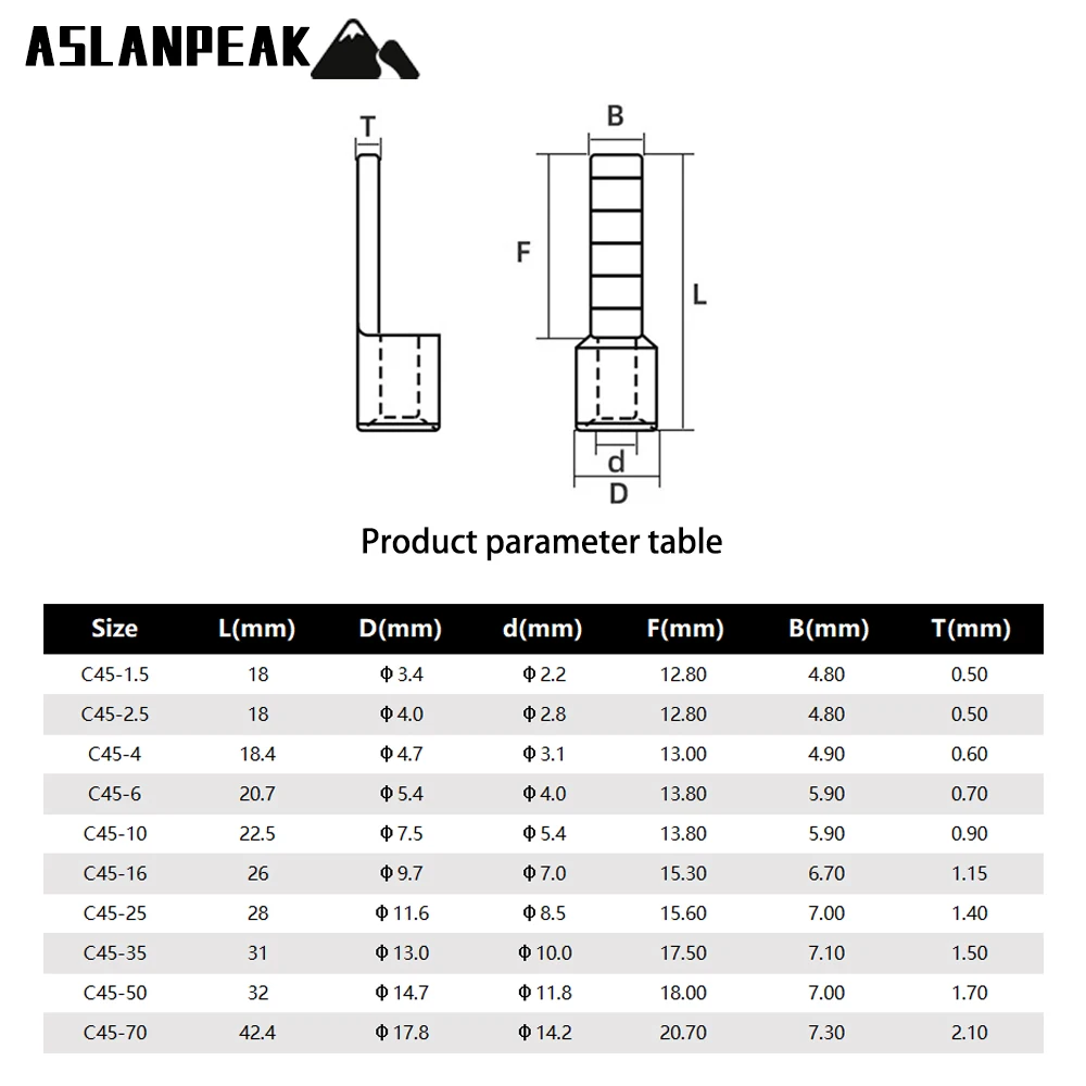 Solid Copper Silver Plating Lug Pure Copper Tab terminal lug C45/C65 Switch Lug Blade terminal lug For connecting wires cables