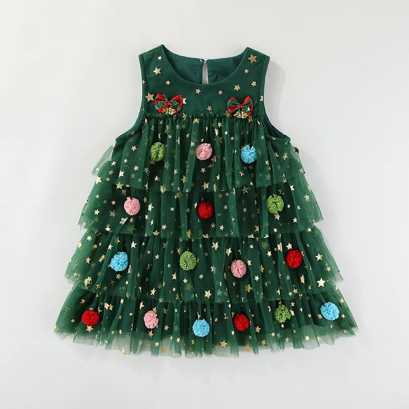 Popular Foreign Trade Holiday Christmas Tree Skirt for Children's Cake Strappy Net Dress
