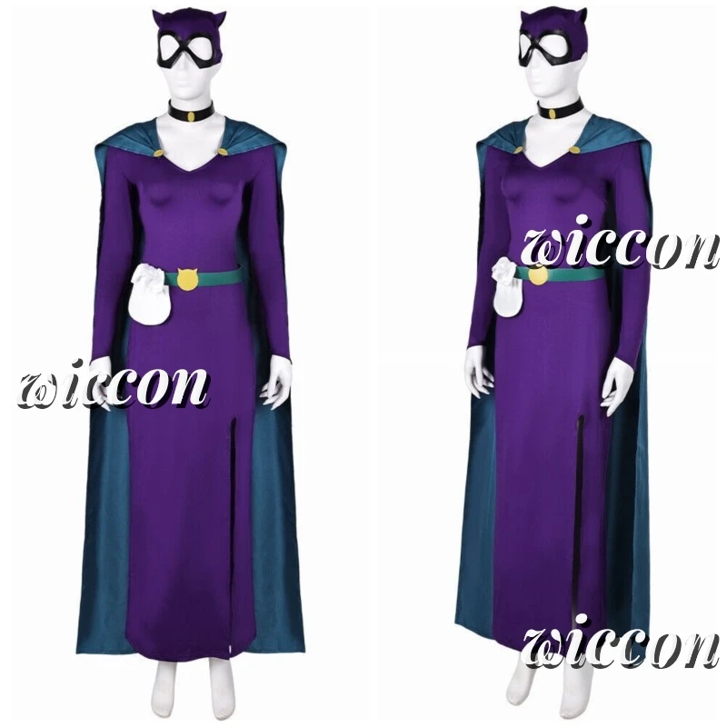 

Cat Style Kawaii Dress Costume Mask Belt Pocket Women Adult Halloween Carnival Purple Roleplay Outfit