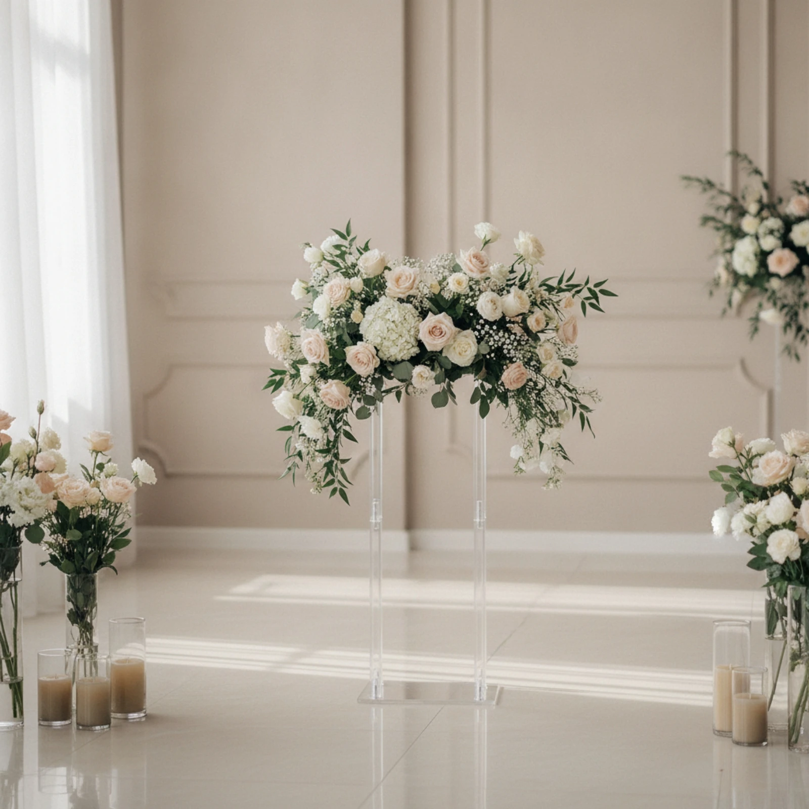Acrylic Flower Stand Modern Wedding Flower Stand Clear Square Display Plinth Sturdy Elegant for Event Planners, Weddings