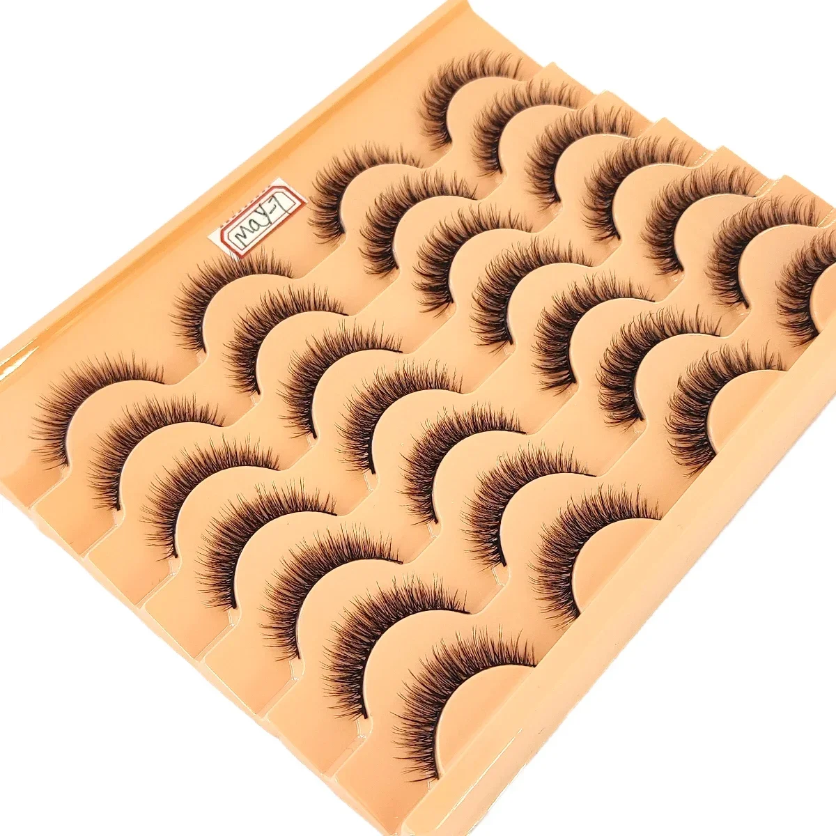 HBZGTLAD 14 Double Natural Cat Eye Long Makeup 3D Artificial Mink Eyelash Soft Fluffy Thick Hand Rolled Extended Mink Eyelash Na