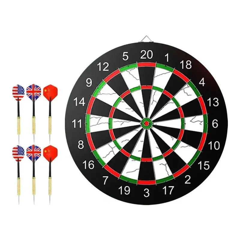Tablero de dardos profesional de 15 pulgadas para torneo, juego de dardos colgante para interiores con 6 dardos - Tablero estable para fiestas de Navidad y cumpleaños